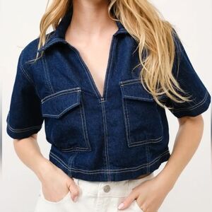 CLEARANCE NWT Denim Crop Blouse
